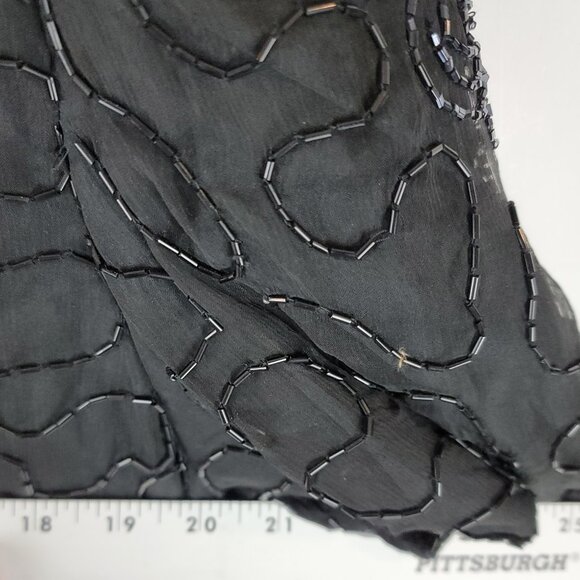 Vintage 80s Black Silk Beaded Shift Dress Evening Party Cocktail sz 2X - Picture 9 of 10